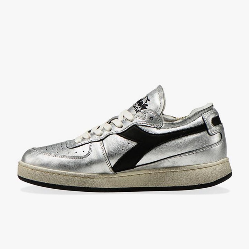 Zapatillas Bajas Diadora MI Basket Mujer Plateadas | GYTLQZM-18