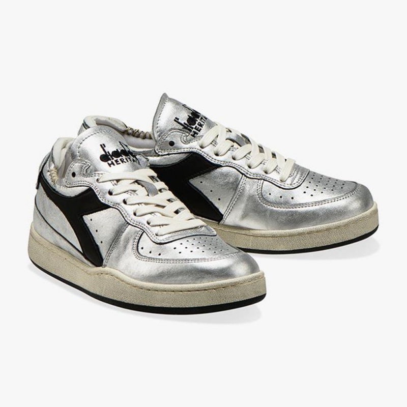 Zapatillas Bajas Diadora MI Basket Mujer Plateadas | GYTLQZM-18