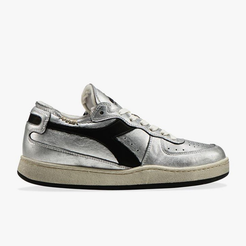 Zapatillas Bajas Diadora MI Basket Mujer Plateadas | GYTLQZM-18